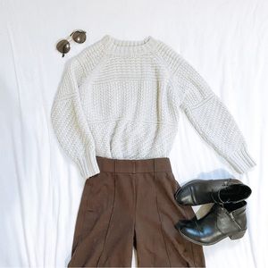 Time & Tru Women's White Knit Pullover Jumper Sweater Small